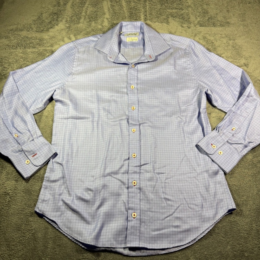 Twillory Mens Tailored Fit Non-Iron Cotton Dress Shirt Blue Red Check 16 32/33